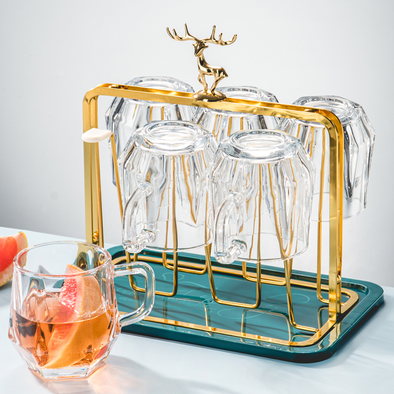 【8件套】轻奢风创意玻璃杯子家用带把水杯高档水具客厅喝水杯茶杯