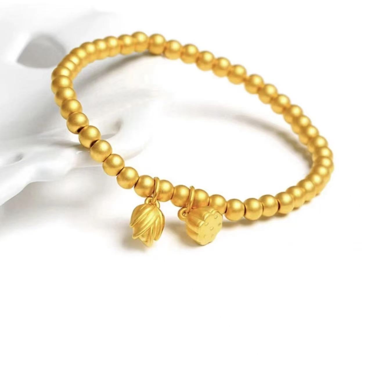 合金手链 【两世欢手链】气质时尚百搭古法弹力传承金手串素款经典