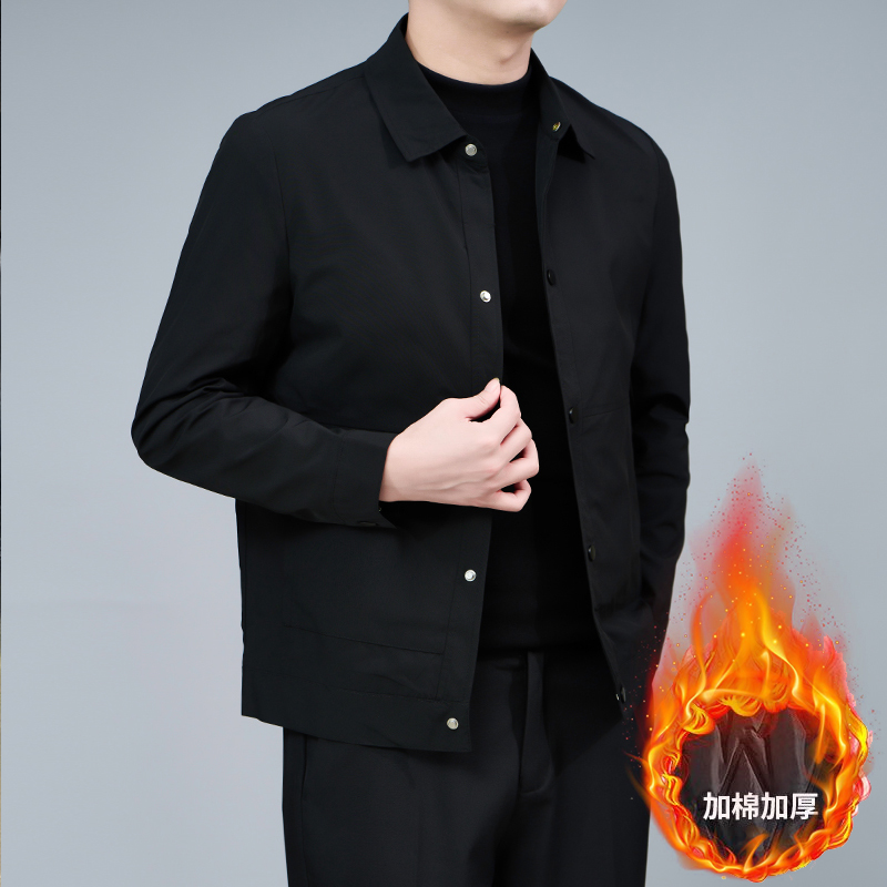 秋冬季新款男士外套加棉加厚短款翻领青年休闲二棉夹克男装棉衣潮