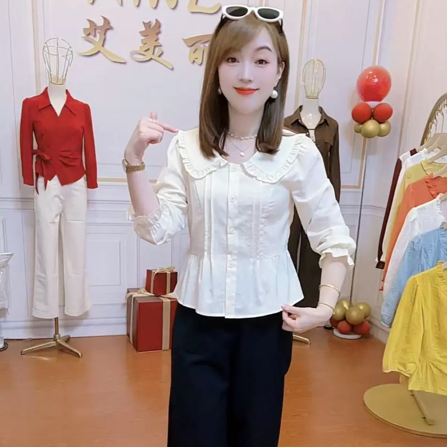 时尚气质娃娃领衬衫女2025秋季新款洋气显瘦宽松遮肚小个子上衣潮