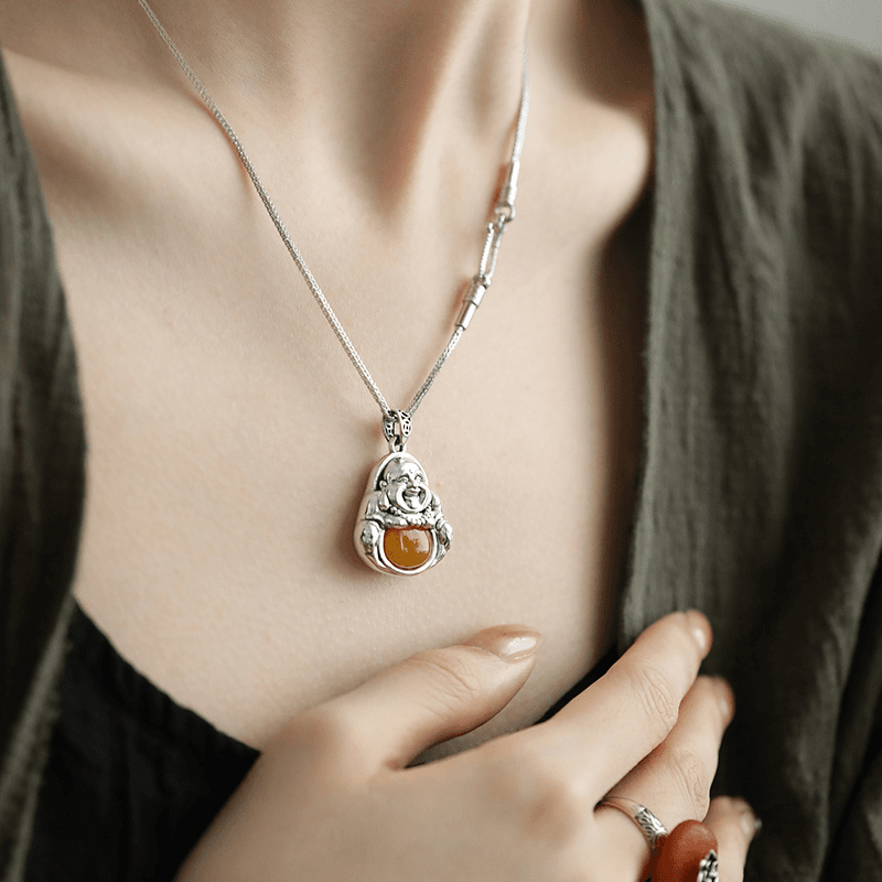 铜合金吊坠  复古弥勒佛吊坠女款中国风高级感精致个性佛公项坠