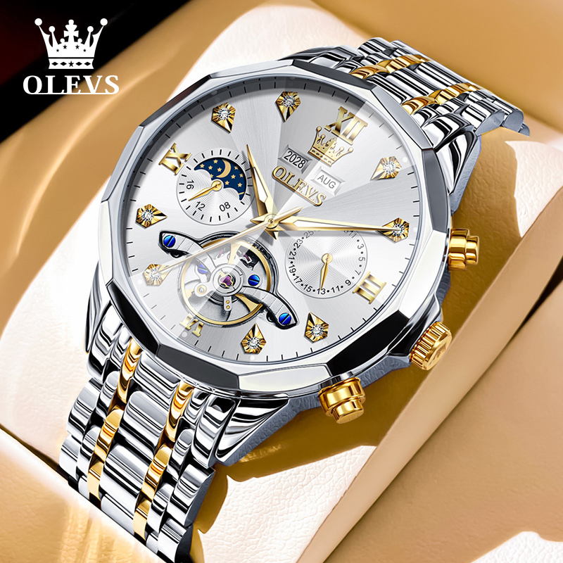 欧利时手表男士多功能全自动机械表镂空防水夜光商务高档腕表6621