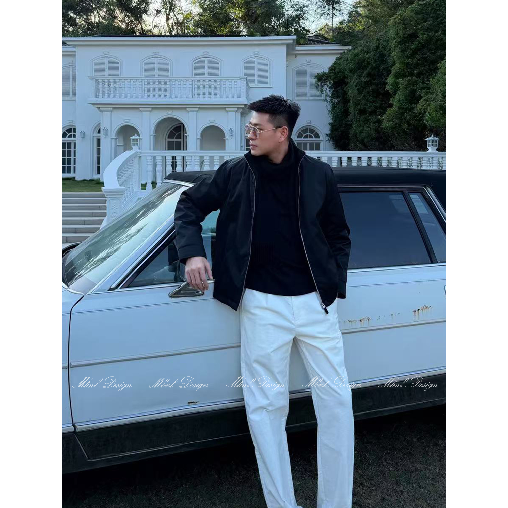 MBNL-F「杰尼.Goose」秦磊男装90白鹅绒蚕丝混纺螺纹夹克LL-WYR7012