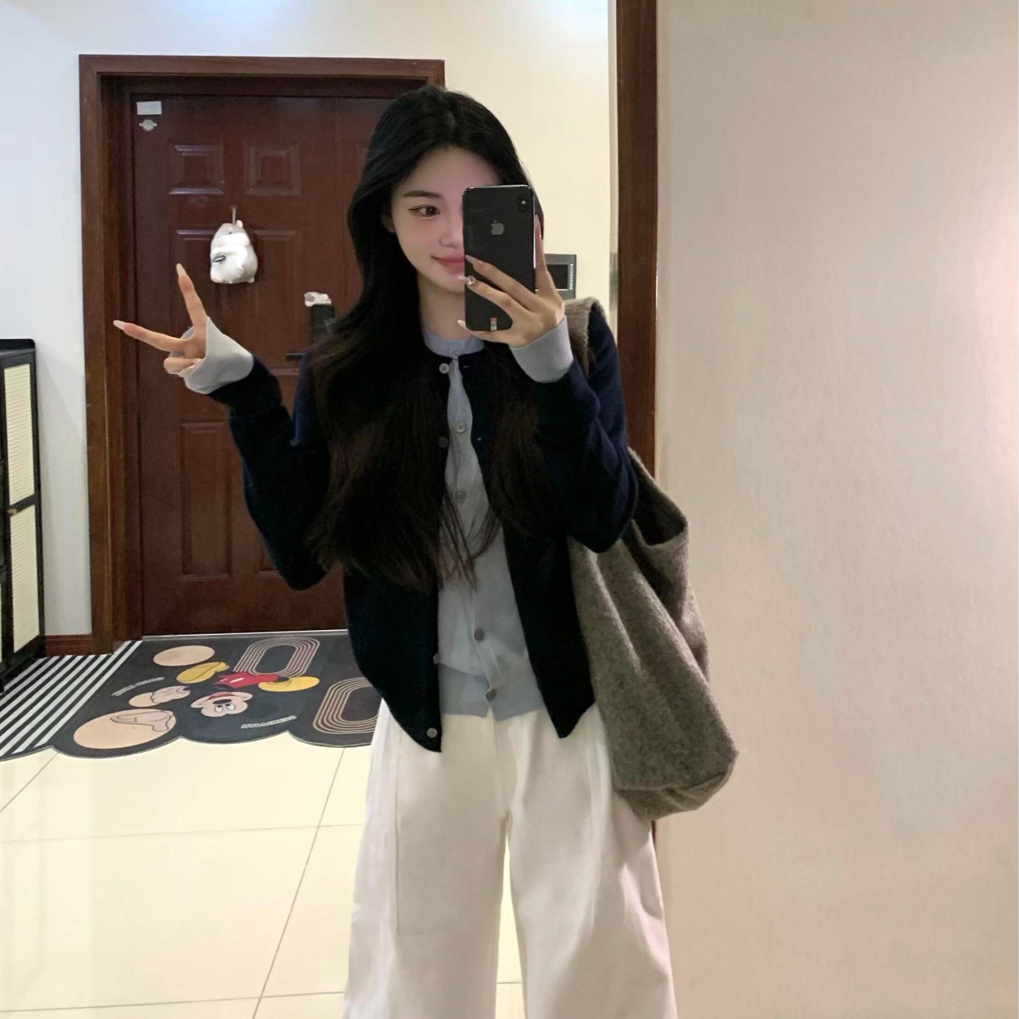 洋气撞色拼接假两件针织衫秋装女装新款独特漂亮小衫小众气质上衣