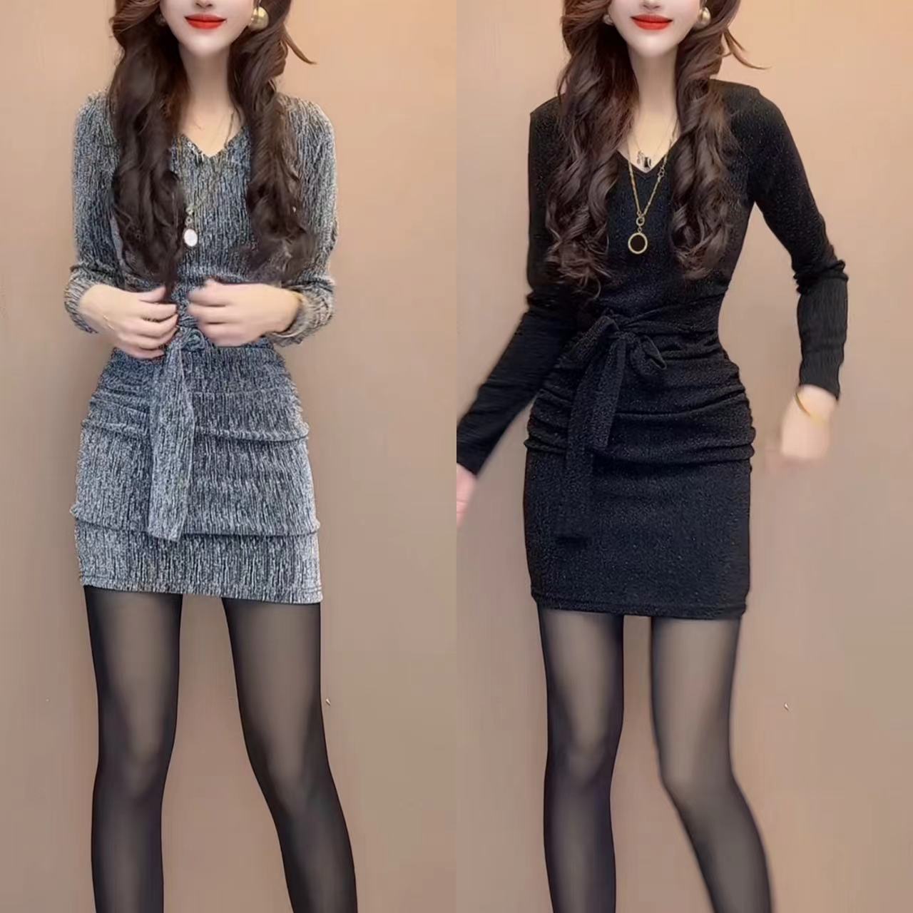 包臀裙秋冬显瘦连衣裙修身显瘦裙子名媛网红