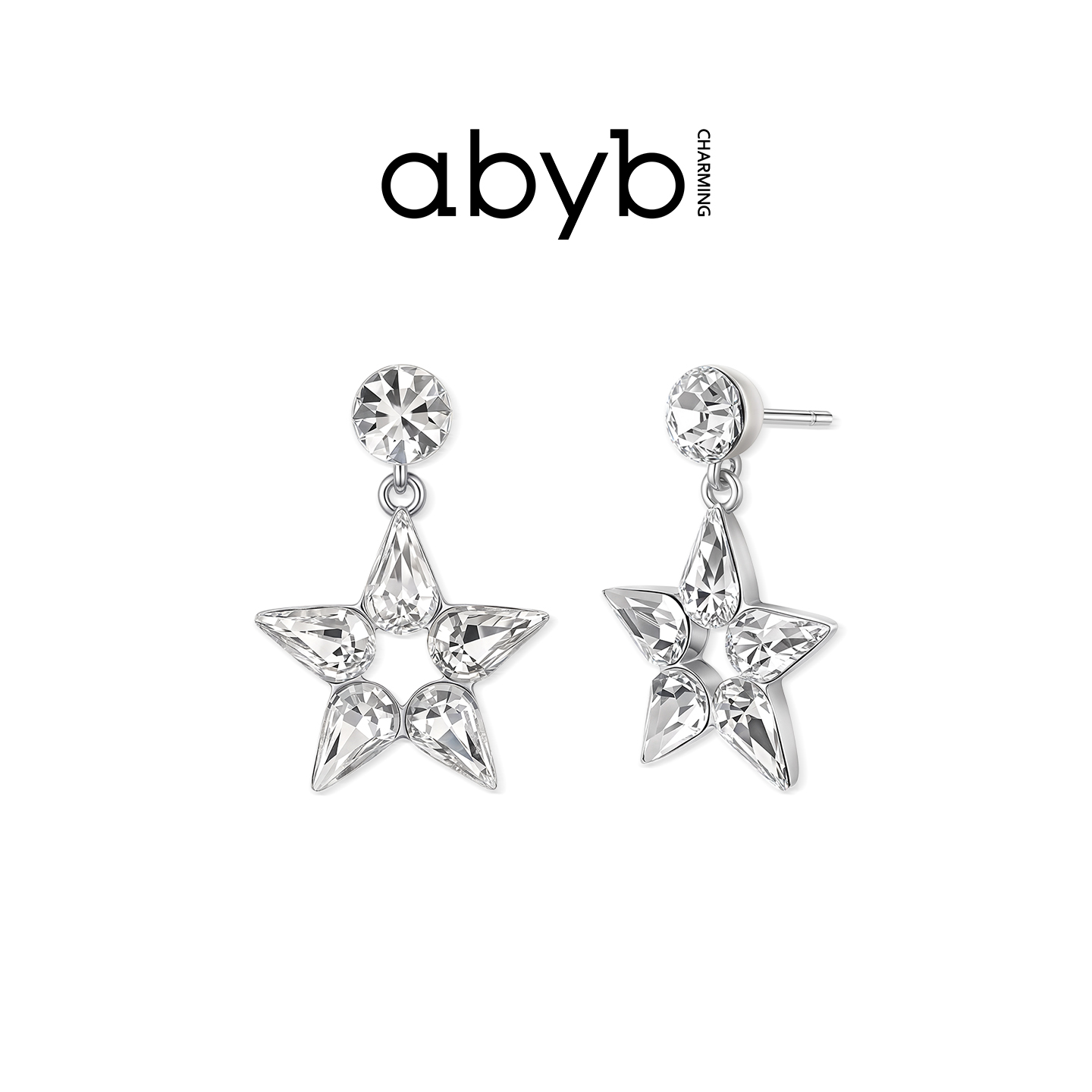 ABYBCHARMING 铜合金仿水晶耳饰 幸运星耳环轻奢气质高级感女