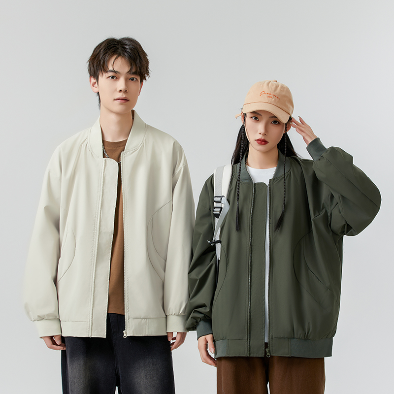 LEKOZUO裂空座 飞行员夹克外套男女春秋棒球服百搭日系宽松情侣