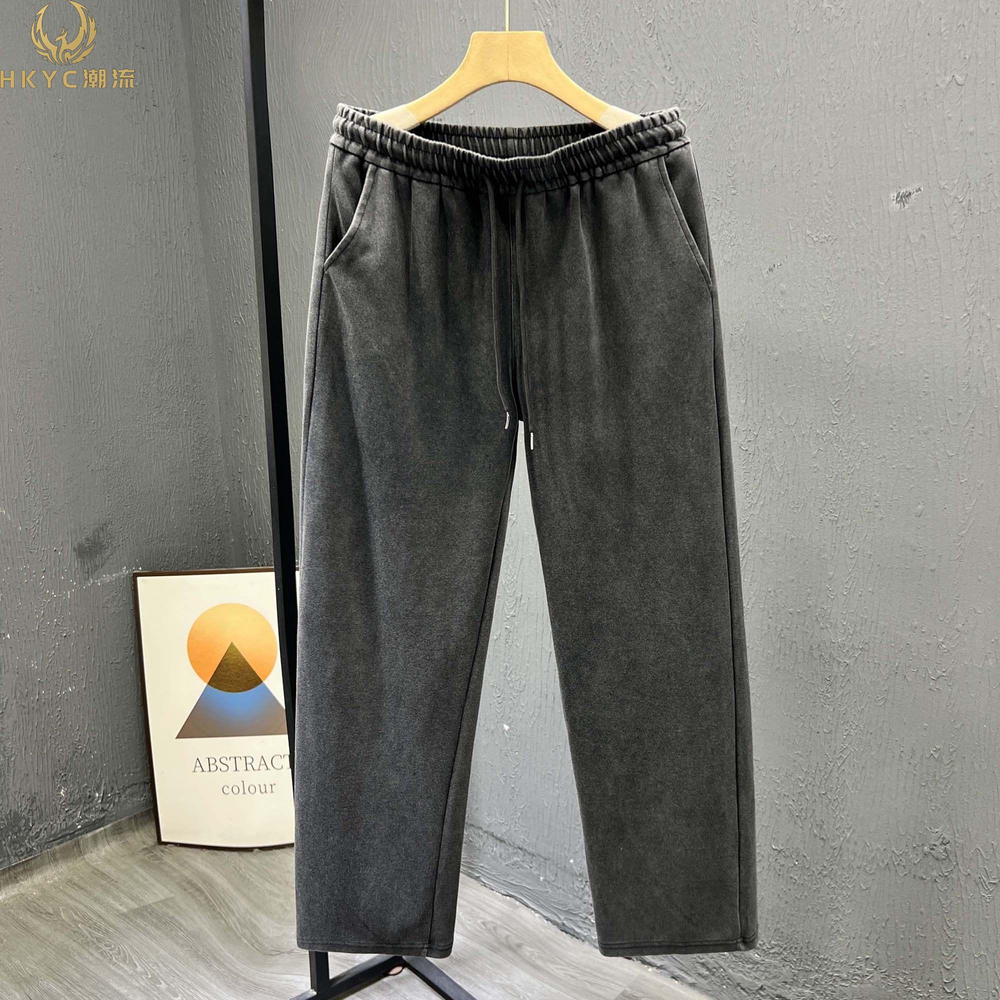 HKYC美式休闲裤新款宽松直筒裤男士时尚简约风男裤秋冬季百搭长裤