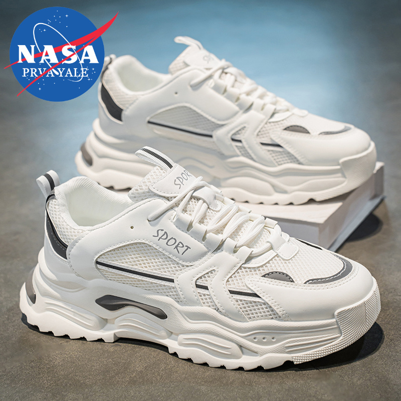 NASA联名夏季透气2025新款网面男士增高厚底运动休闲跑步老爹潮鞋