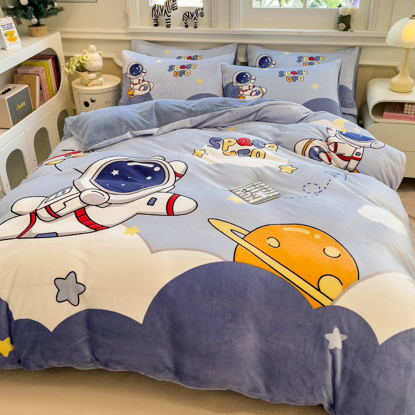 超软A类牛奶绒四件套秋冬法莱绒加厚双面加绒被套床上宿舍3四件套