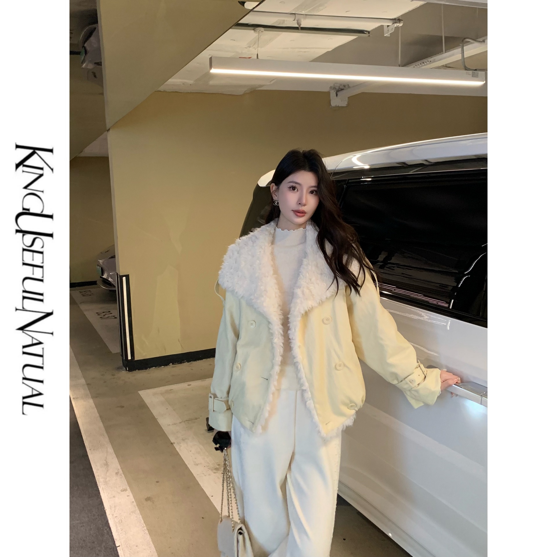 KUN【香草派克服】配色小巧思 90白鸭绒翻领秋冬加厚短款羽绒服