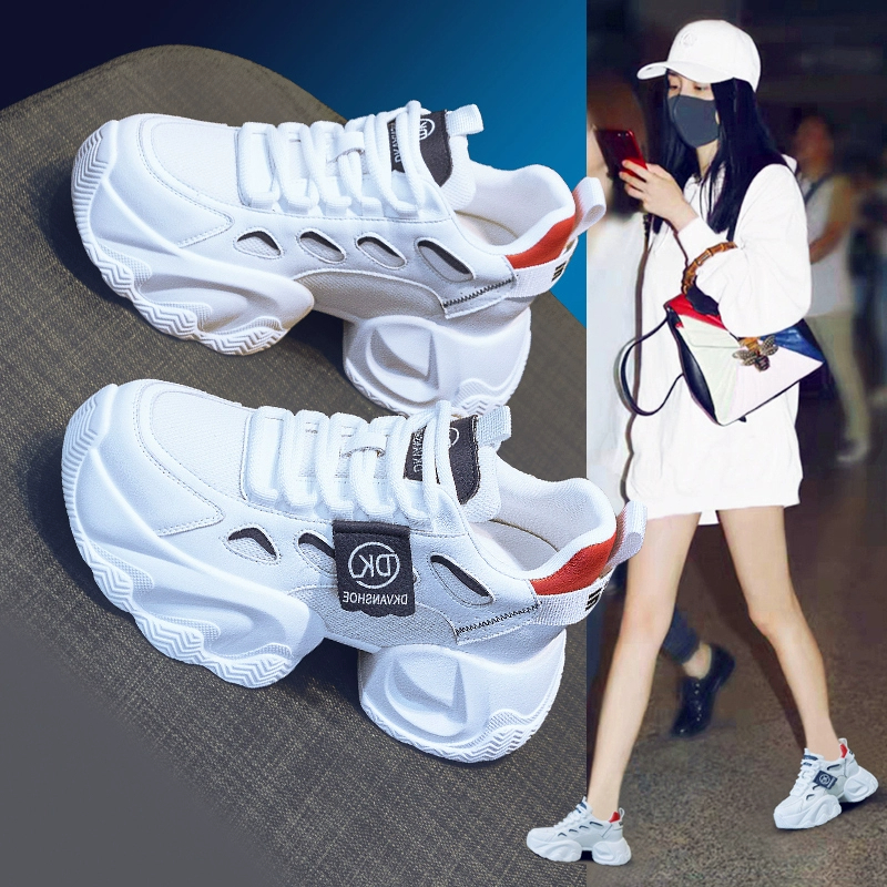 老爹鞋女2025夏季新款厚底内增高女鞋运动休闲鞋百搭网面透气网鞋