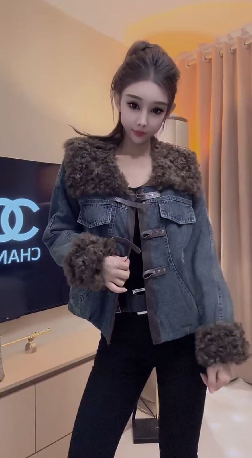 复古牛仔外套秋冬2025新款保暖小个子克服短款保暖外套潮棉服上衣