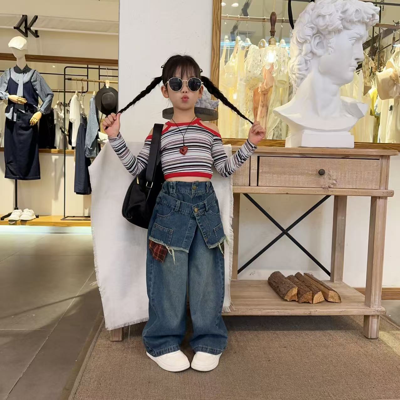 女童秋装套装2025新款大儿童牛仔时髦春秋季小孩网红两件套洋气潮