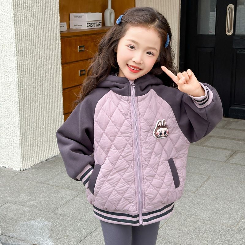 女童冬装2025秋新款女宝宝加绒加厚上衣洋气拉布布儿童夹棉外套