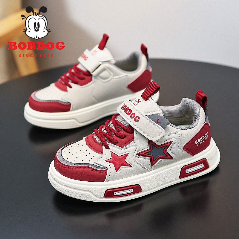 巴布豆童鞋男童板鞋2025秋冬新款皮面防水小学生男孩子儿童运动鞋