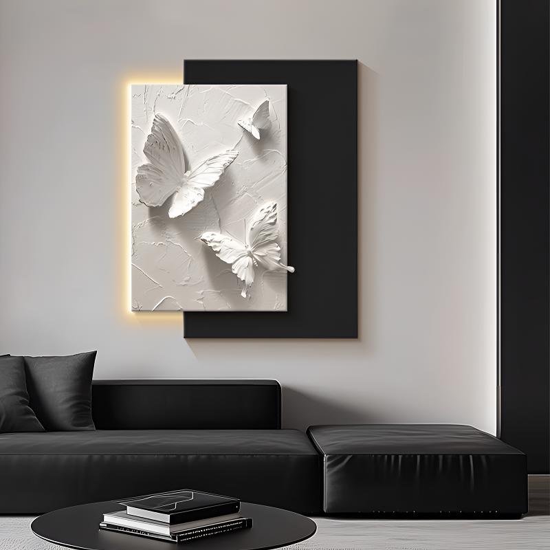 高级感抽象蝴蝶砂岩装饰画客厅背景墙挂画沙发背景墙简约壁画