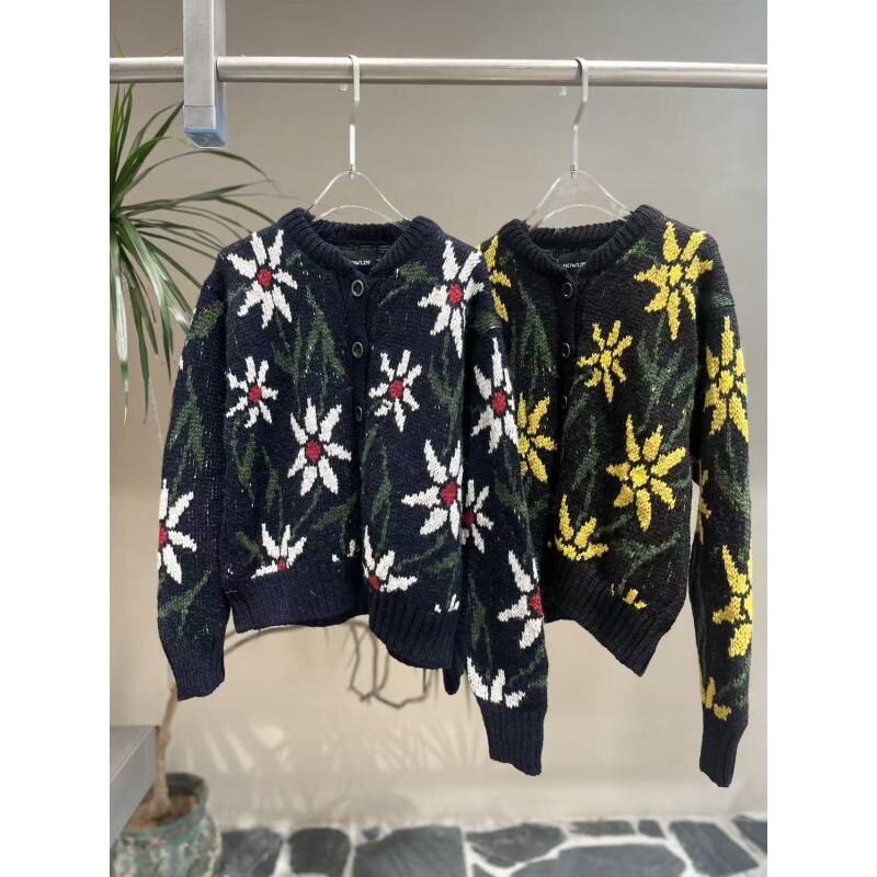 HOWLIN 复古花朵针织开衫