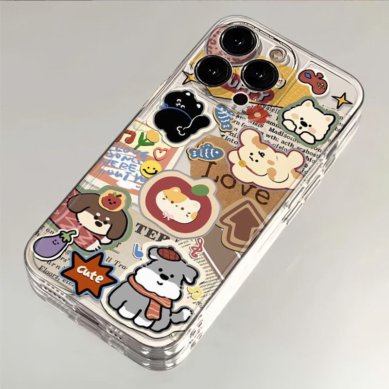 拼贴复古小狗适用iphone16苹果15手机壳小米OPPO华为VIVO荣耀一加