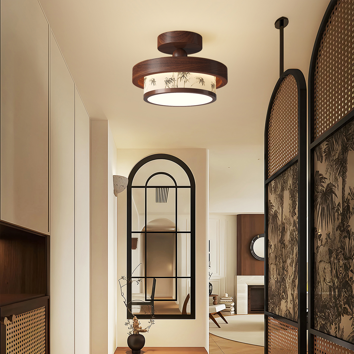 宋代美学过道吸顶灯新中式护眼入户玄关走廊灯中古风卧室床头吊灯