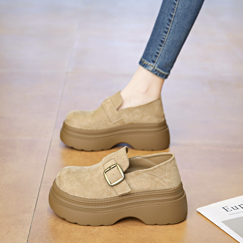 全包勃肯鞋女2025早秋新款时尚豆豆鞋复古休闲鞋子女厚底乐福鞋