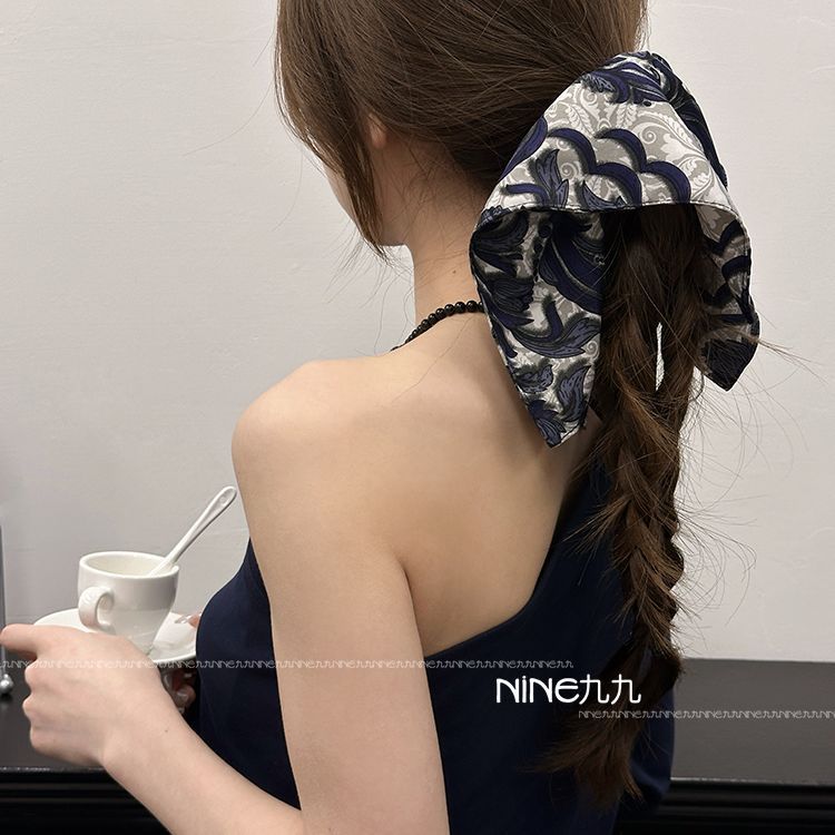 NINE九丨复古图腾印花大肠发圈女气质百搭头绳扎马尾发绳洋气头饰