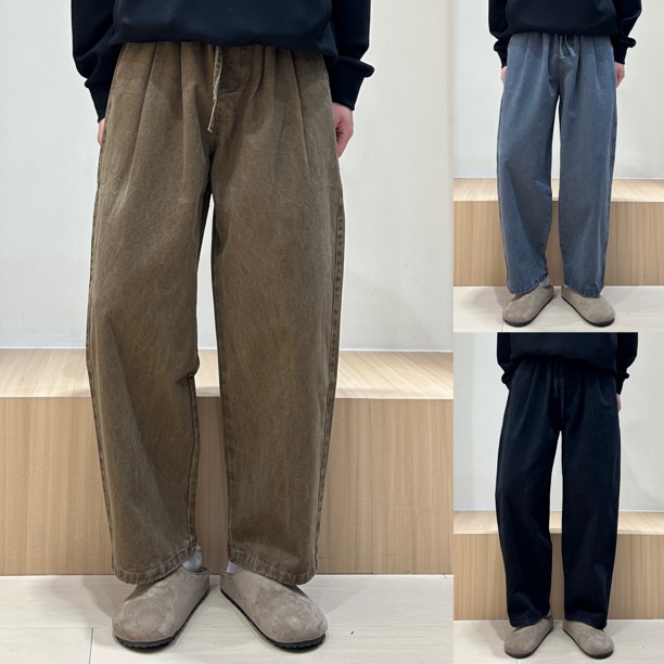 秋冬磨毛纯棉宽松直筒裤美式复古阔腿休闲长裤子男