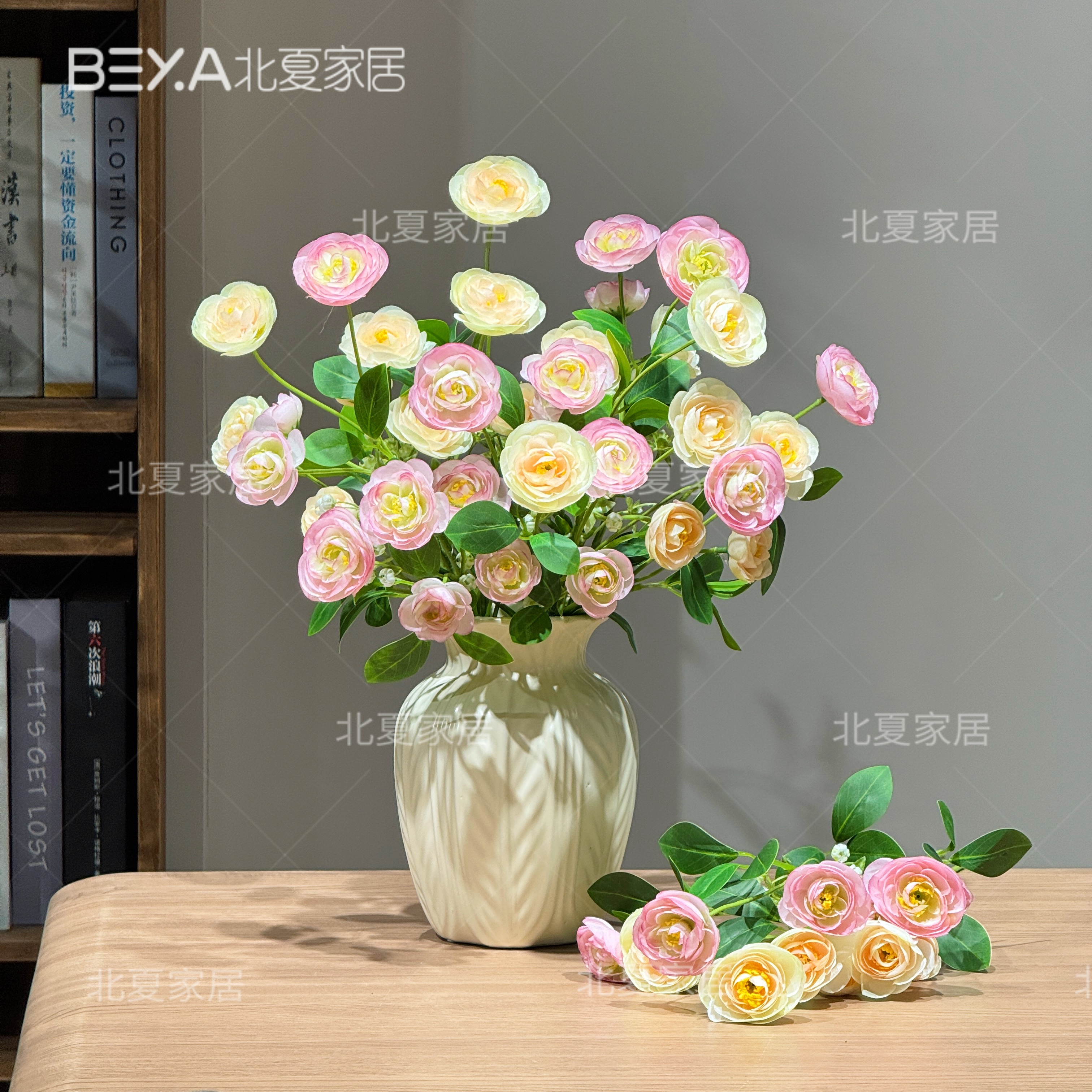 ins泡芙小露莲假花摆设花束客厅餐桌装饰品插花家居假花装饰花