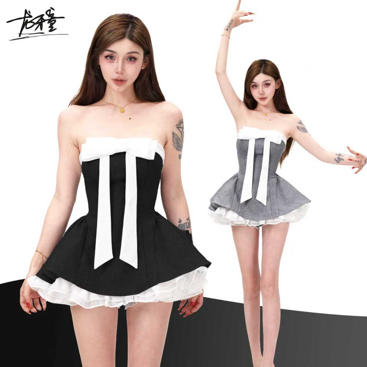 龙牙童推荐【格雷系千金】法式甜妹连衣裙辣妹风短裙套装洋气时尚