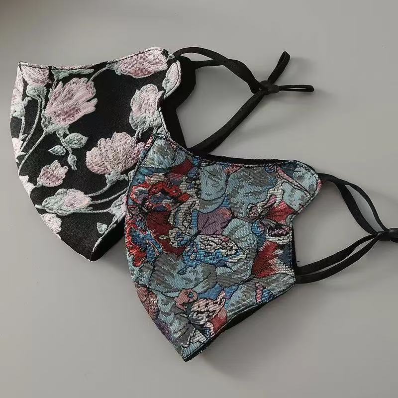 网红同款国潮风秋冬蝴蝶花朵口罩立体可水洗可调节透气保暖11