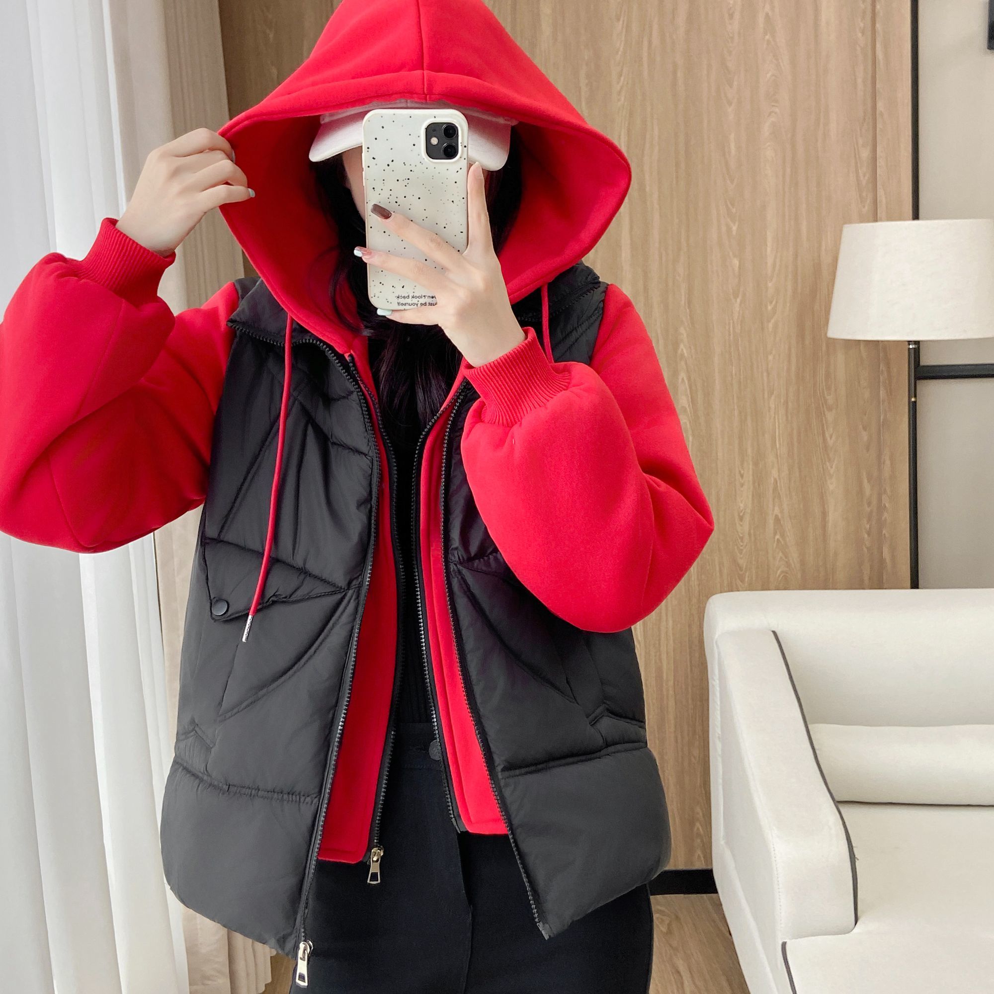 假两件棉服女爆款加绒加厚洋气拼接棉袄妈妈高端冬季棉衣棉袄外套