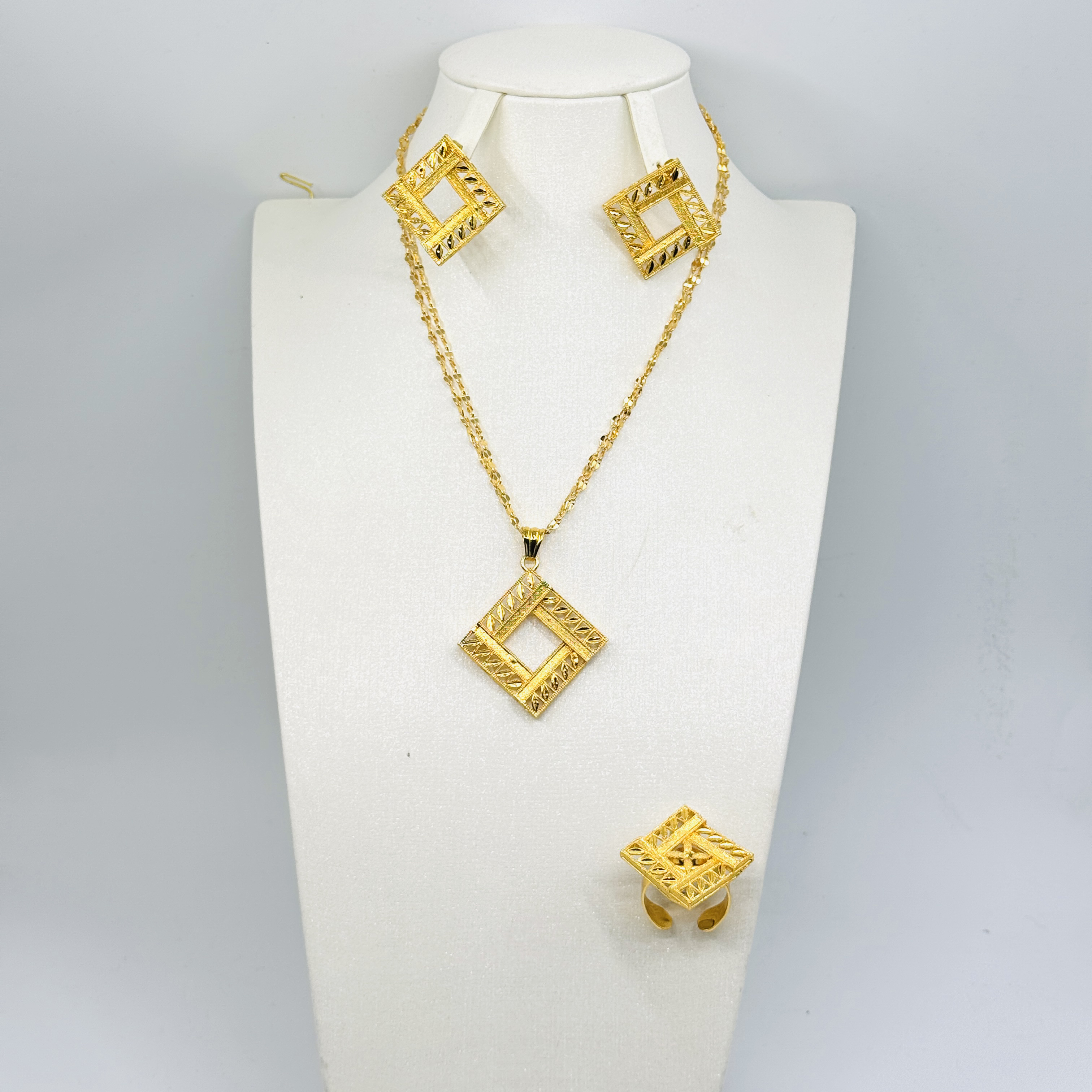 黄铜项链 TJ217 铜首饰 项链耳环戒指三件套