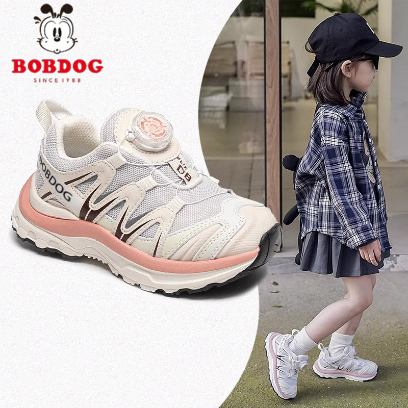 巴布豆女童鞋子2025春秋新款男童老爹鞋中大童旋转纽扣儿童运动鞋