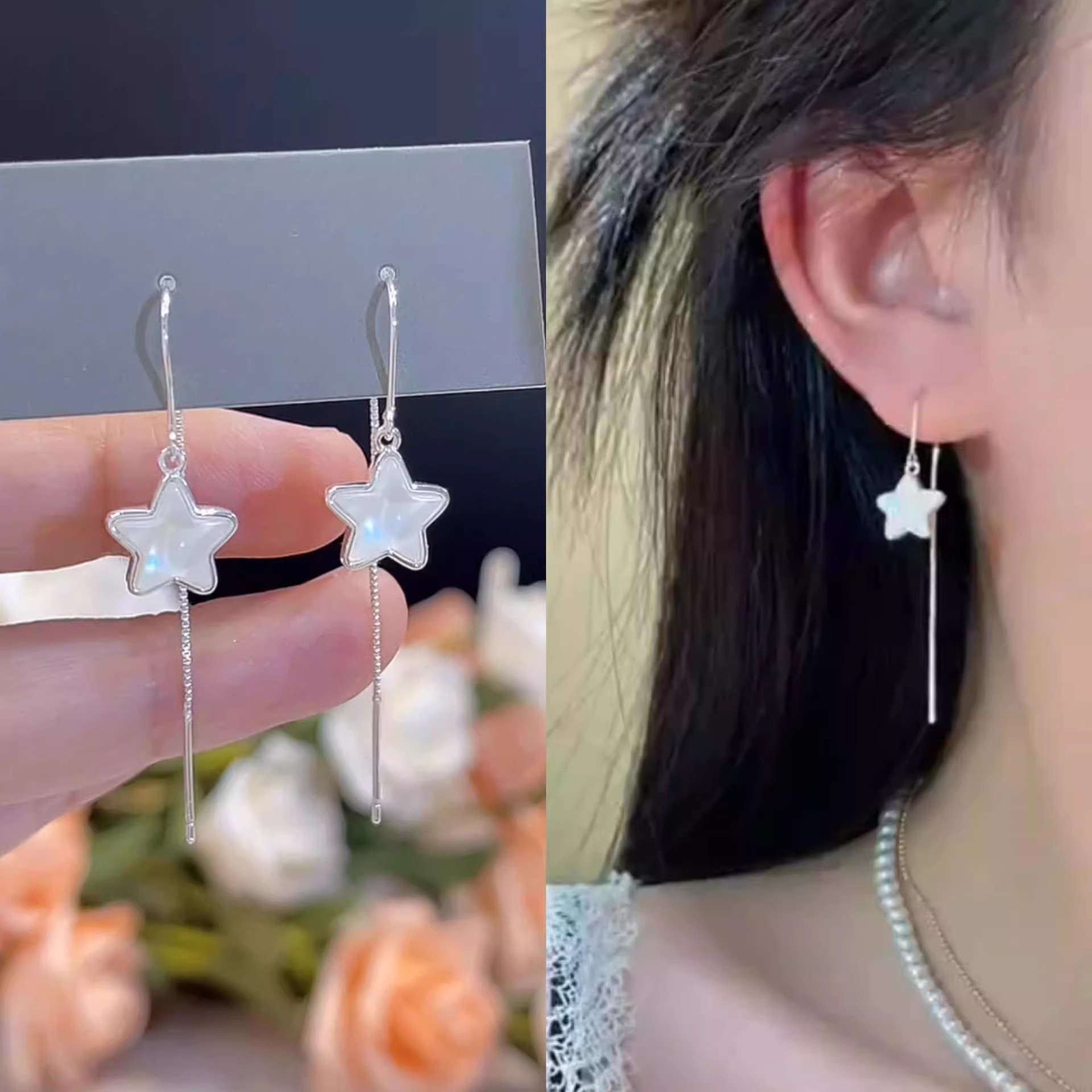 夏季新款潮百搭简约温柔星星耳线小众设计感甜美超仙2107