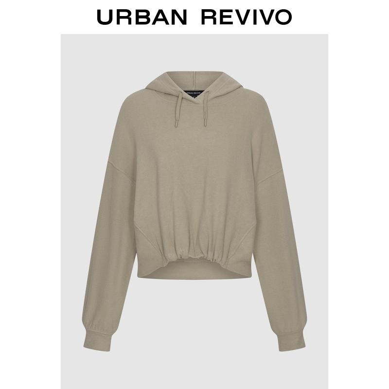 UR2025秋季新款女气质抽褶下摆连帽抽绳超宽松卫衣UWM450188