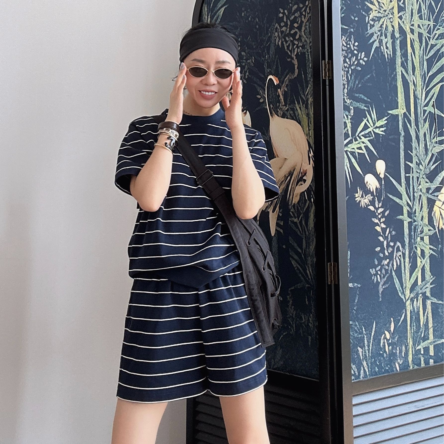 Action Studios 【免搭套装】休闲条纹T恤短裤套装WF063TX/WF060DK