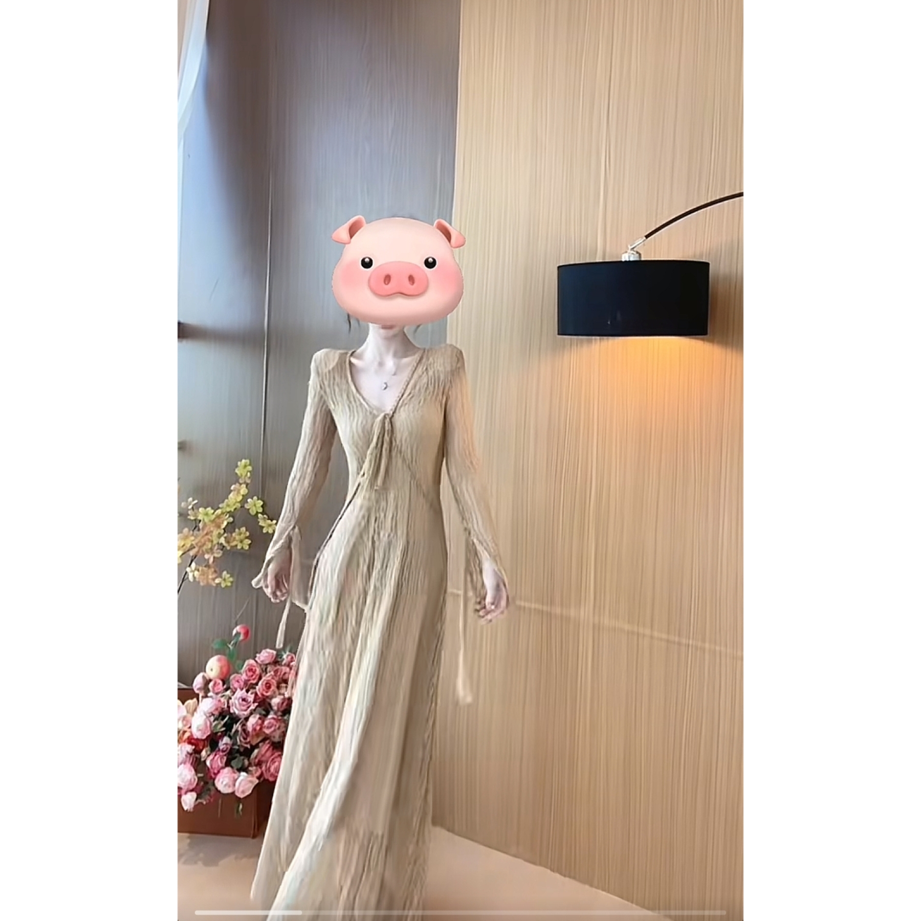 【晚晚推荐】克拉恋人 法式慵懒感两件套V领长裙吊带连衣裙