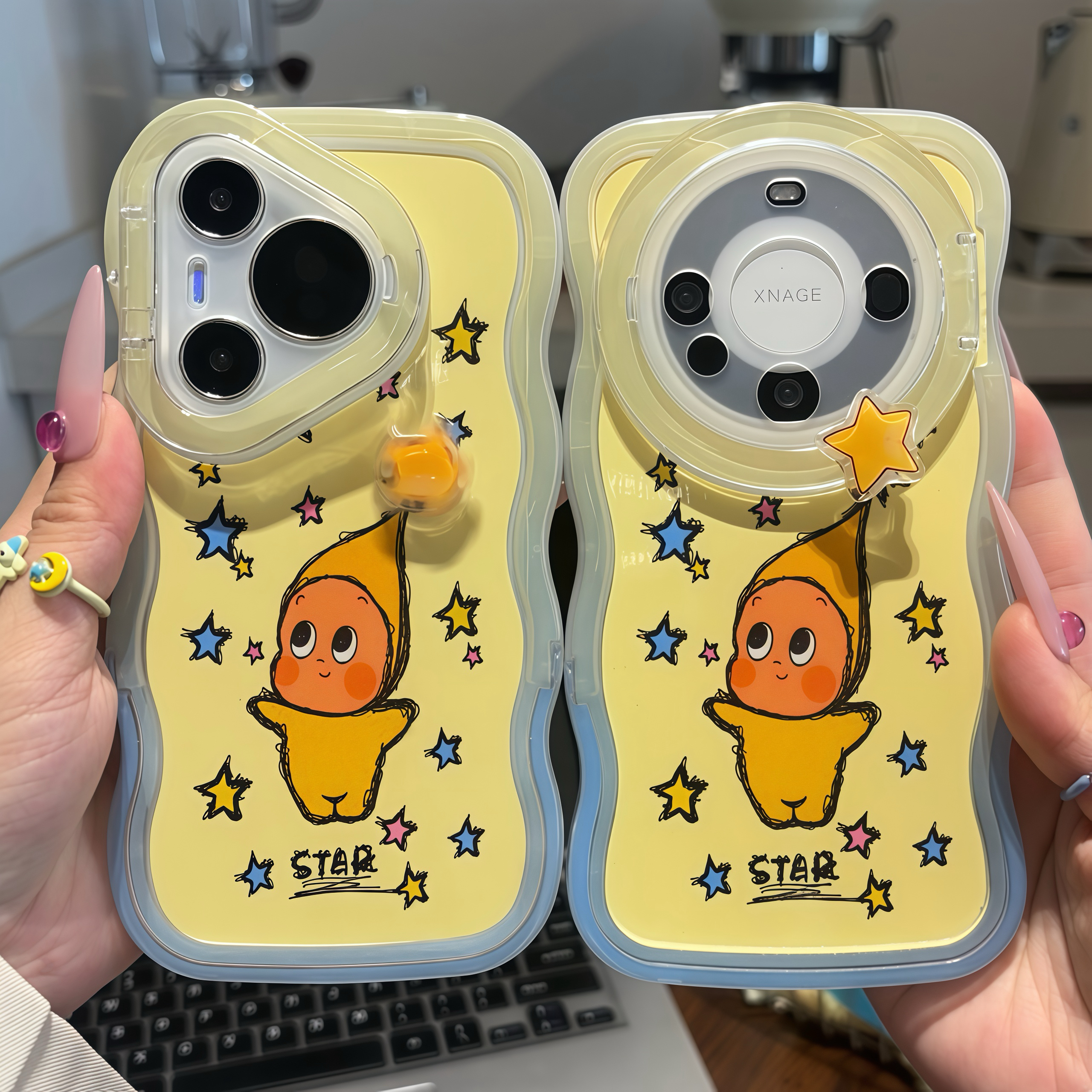 旋转星星人双支架适用iPhone苹果16手机壳华为p70vivoppo小米15套