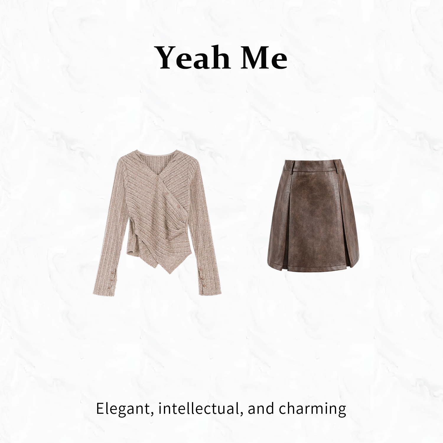 Yeah Me/也觅【木叶幽落】早秋季新款半裙套装复古高级感显瘦两件套