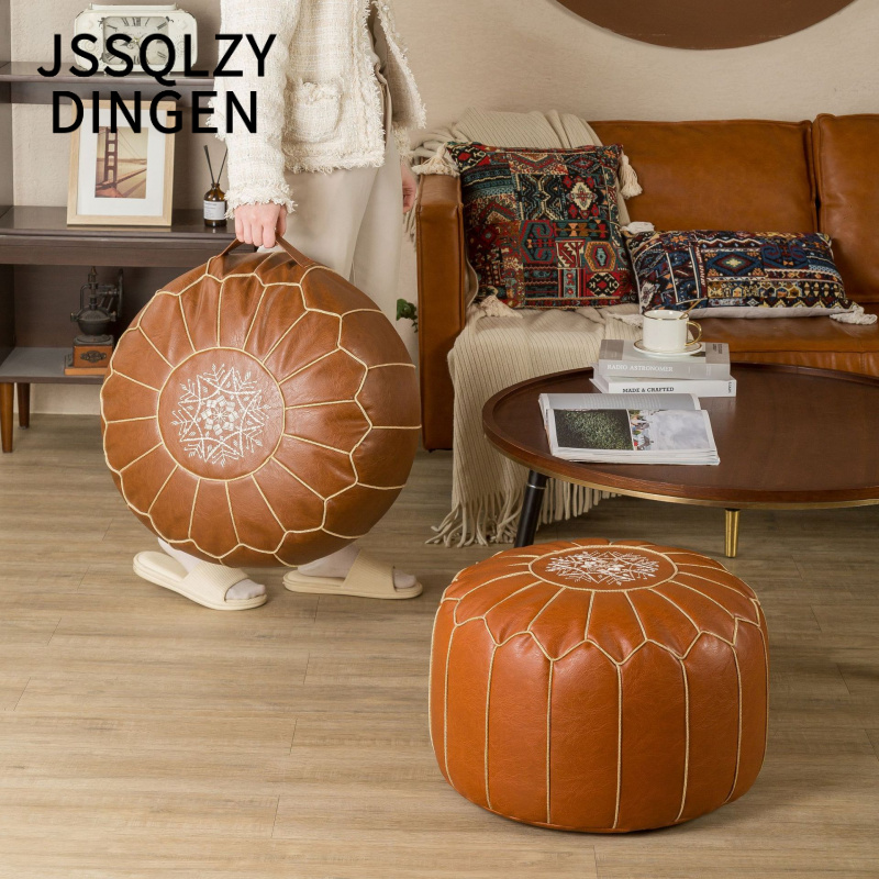 摩洛哥风格坐垫油蜡皮坐墩地上蒲团坐垫简约榻榻米坐垫免洗坐墩
