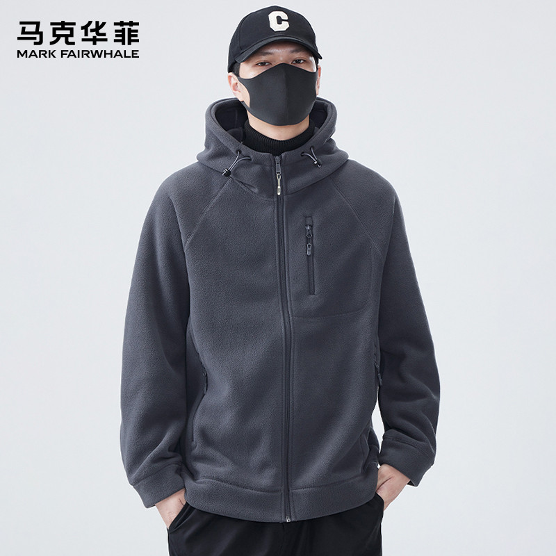 马克华菲冬季宽松型连帽简约男保暖美式休闲夹克外套运动休闲防风