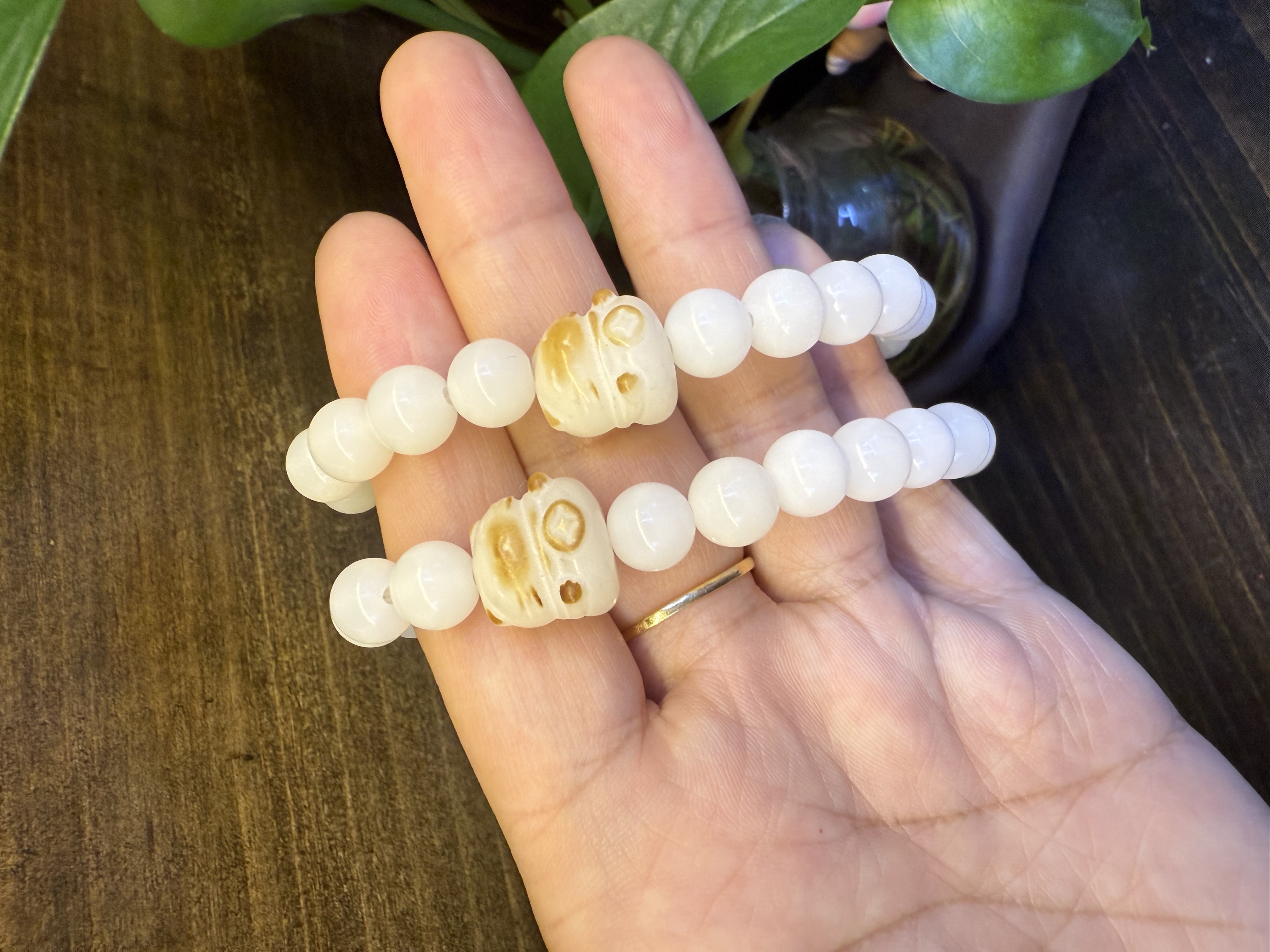 天然白玉菩提手串 工艺品手工编织