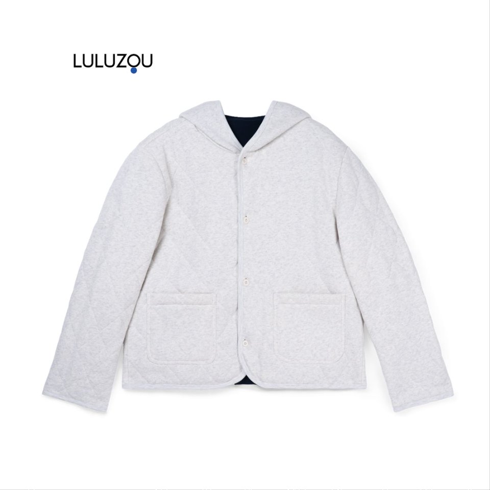 luluzou双面菱格纹棉服连帽外套11959