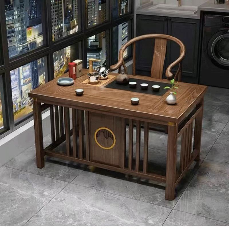 新中式阳台茶桌椅组合实木泡茶桌小户型茶桌一体一整套禅意喝茶桌