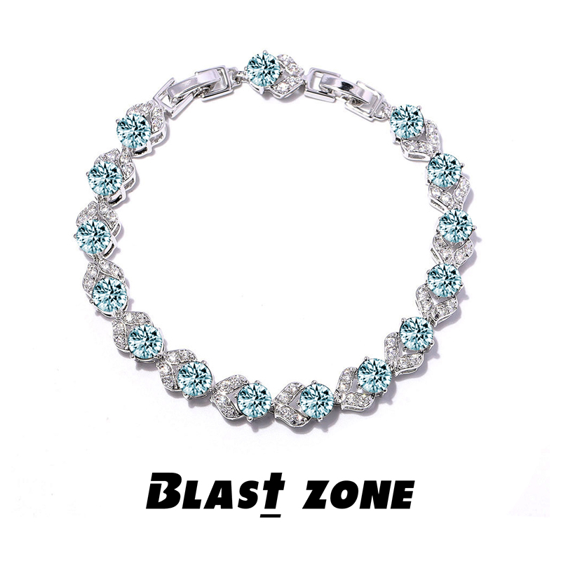 铜合金手链 冰蓝限定色 异形网球链欧美风男女小众时尚款手饰品