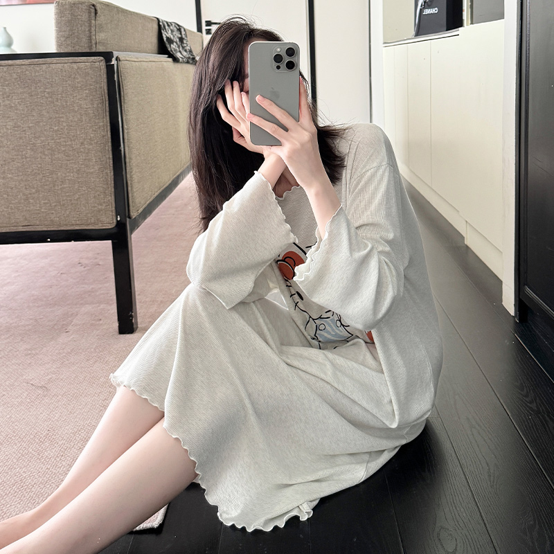 2025新款长袖睡裙女春秋季睡衣女卡通时尚可爱百搭休闲夏天家居服