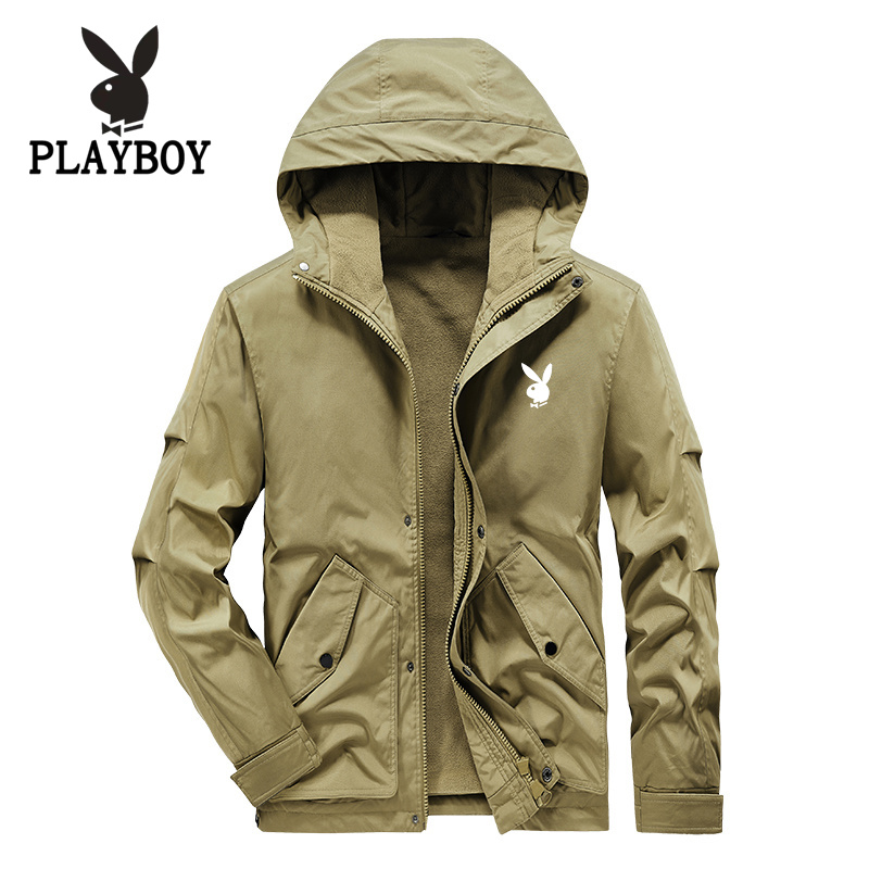 花花公子男生冬加厚休闲棉衣男士时尚百搭保暖摇粒绒工装棉服外套