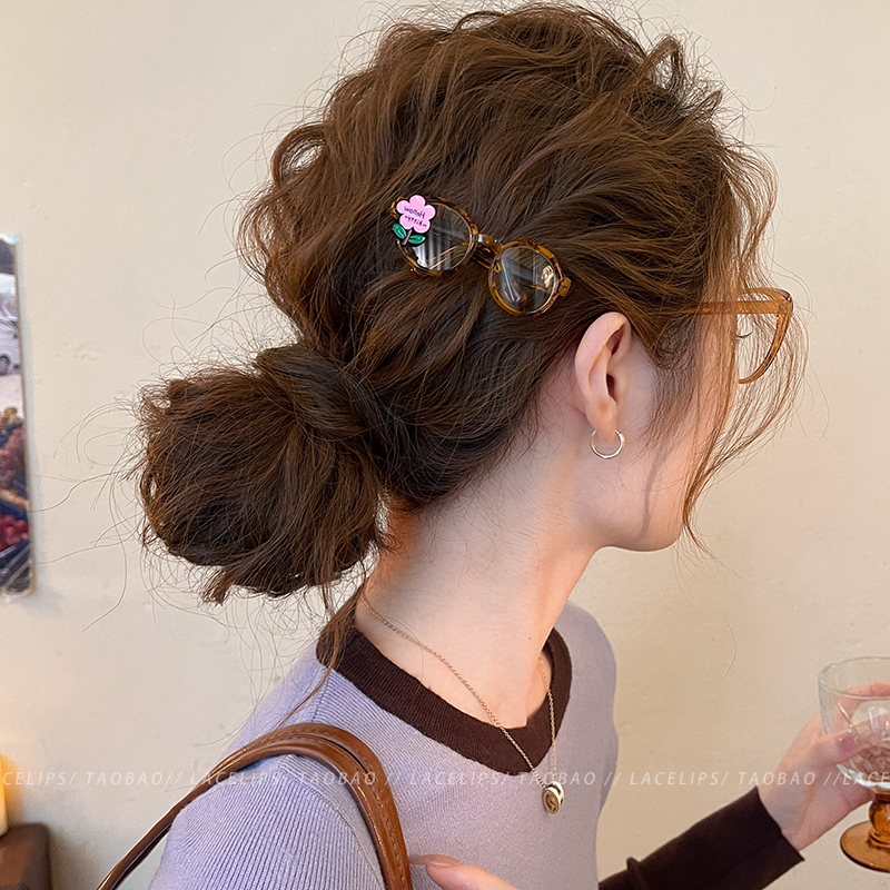 小众私藏~发夹女花朵眼镜边夹2025新款前额刘海夹子一字发卡头饰
