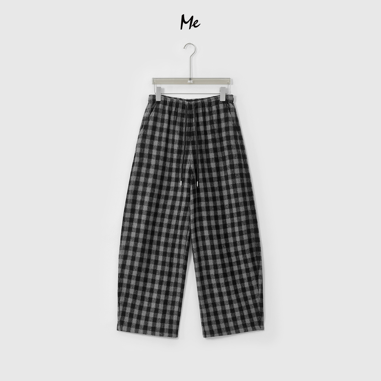 ME【奥利格卫裤（加绒）】保暖高腰显瘦百搭棋盘格弯刀裤子MESA5559
