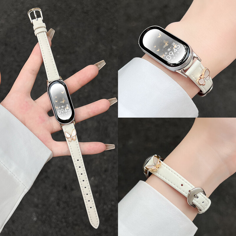 适用小米手环10表带红米watch6皮质9pro小蛮腰蝴蝶款秋冬季女生